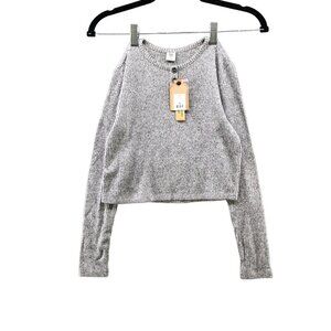NWT True Craft Belf Girls Medium M Gray Ribbed Henley Long Sleeve Knit Top
